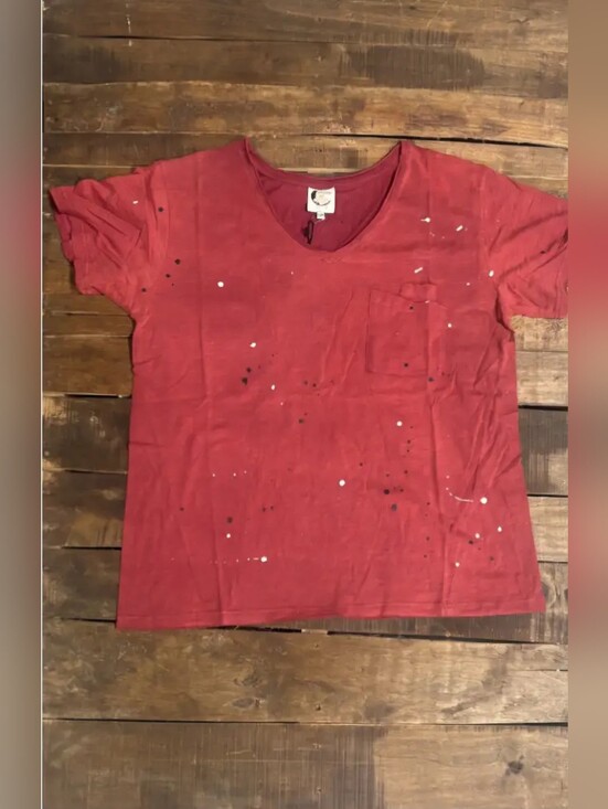 Jaded Gypsy Tops - #1565 Jaded Gypsy Moon Dance V-Neck Tee - Wine Splatter